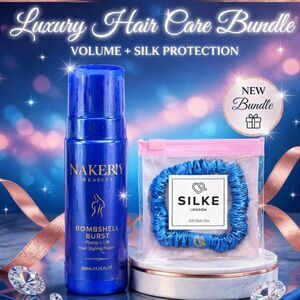 Nakery Beauty Bombshell Burst Hair Foam + Silke London Silk Scrunchie Bundle